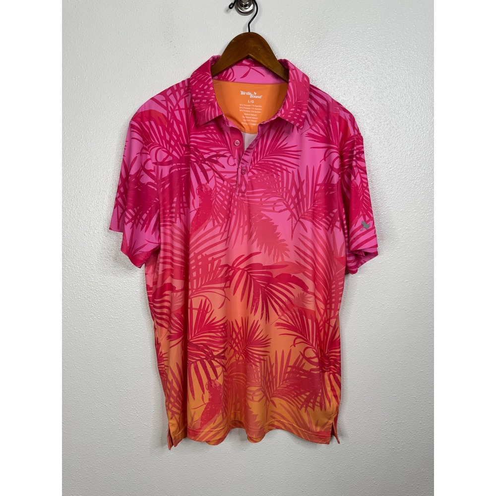 Birdie Bound Hawaiian Print Performance Polo Shirt Size Large